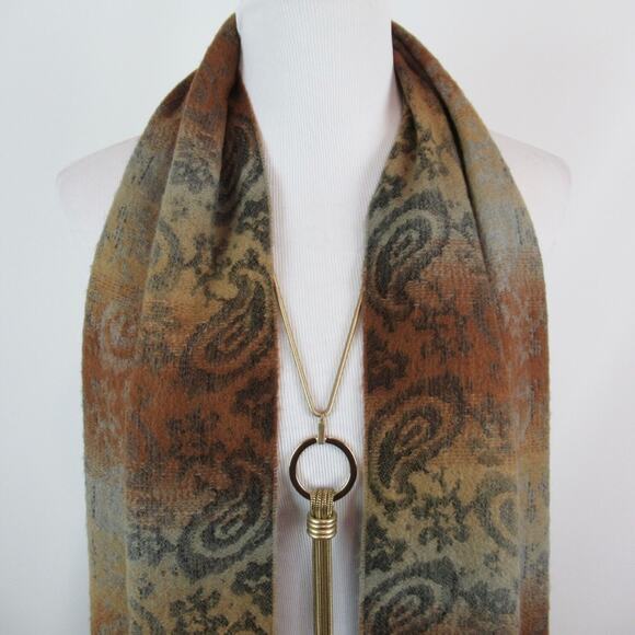 CEJON Ombre Paisley Woven Scarf Fringe Trim One Size - Picture 2 of 9